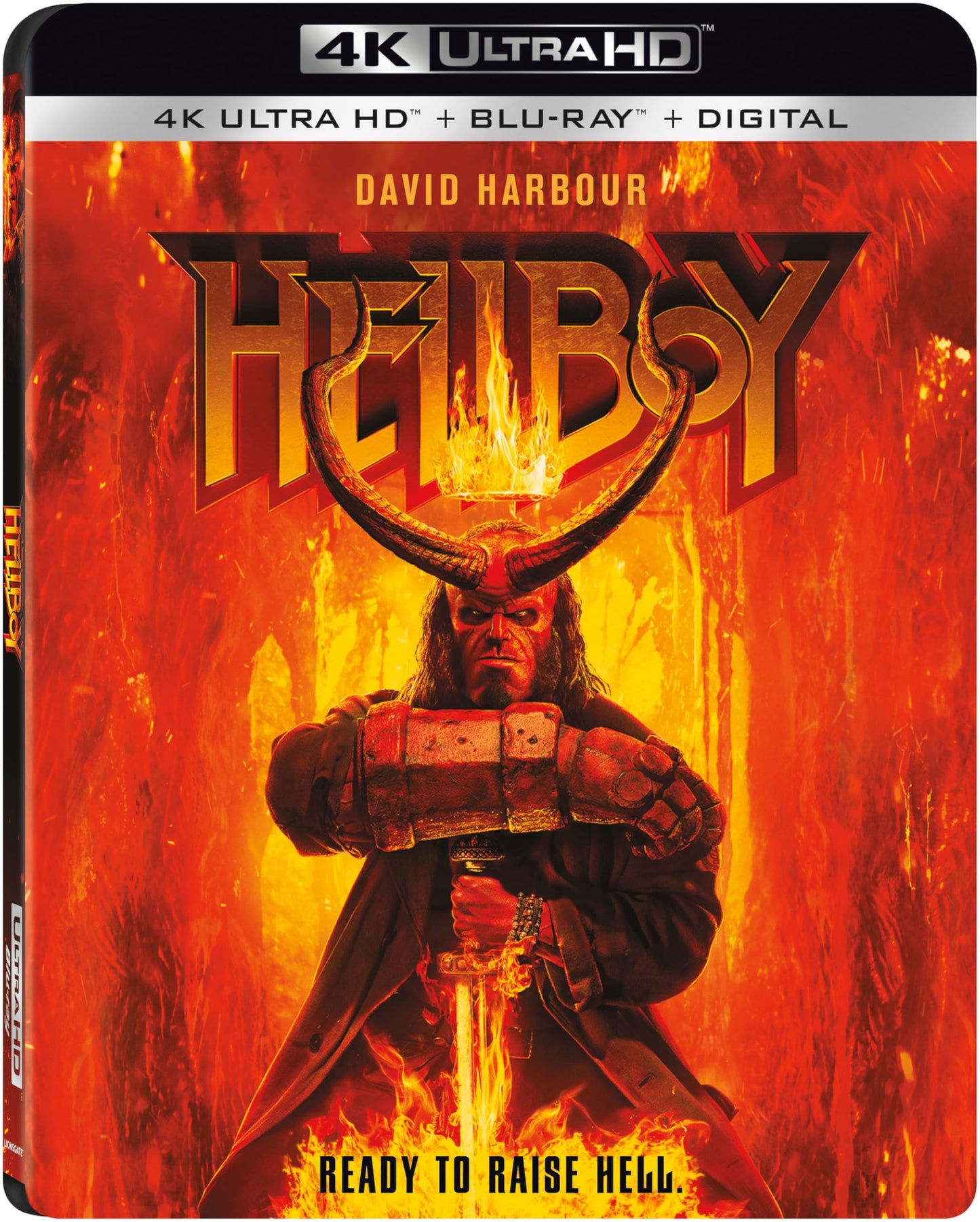 Hellboy Blu-ray cover featuring David Harbour as the red demon character.