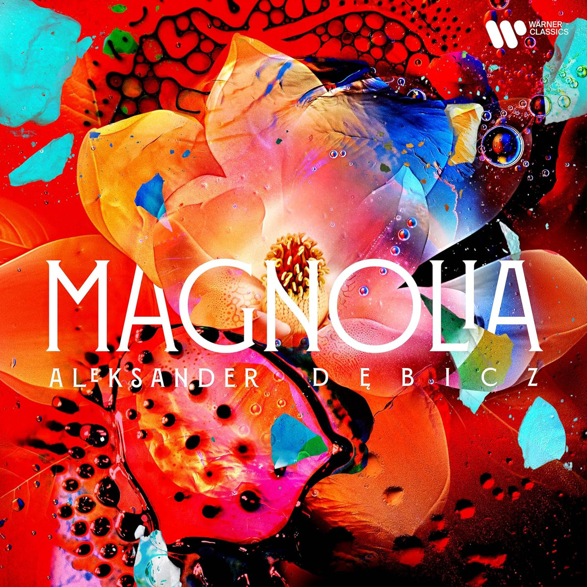 Vinyl album cover for Aleksander Dębic’s “Magnolia” featuring a flower.