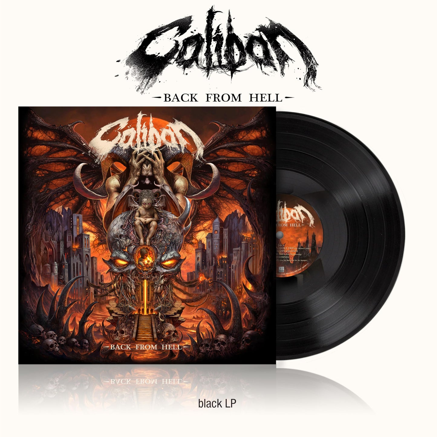 “Caliban - Back From Hell” vinyl record with hellish, fiery artwork.