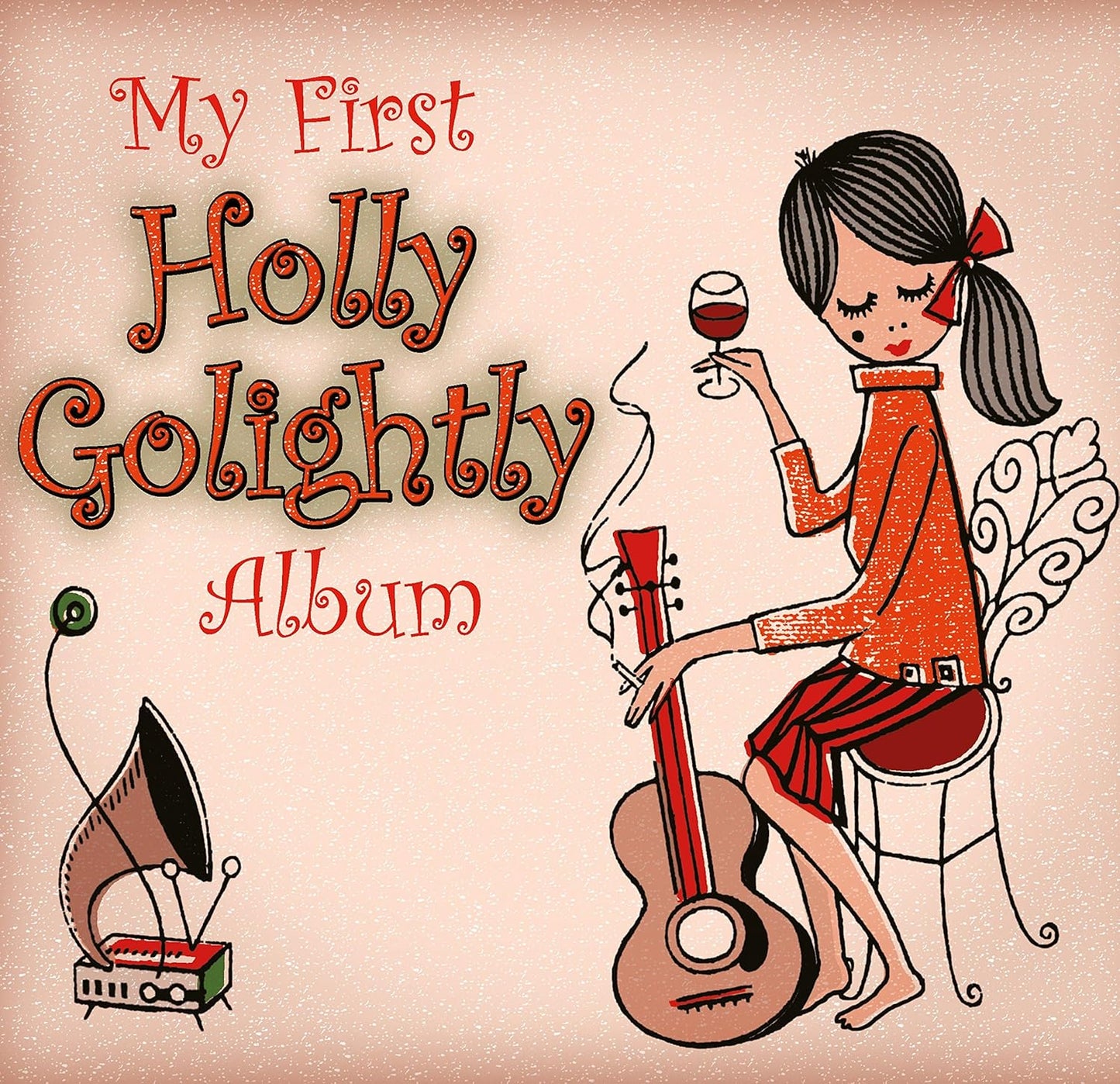 Album cover with illustration of a woman with a guitar and wine glass.