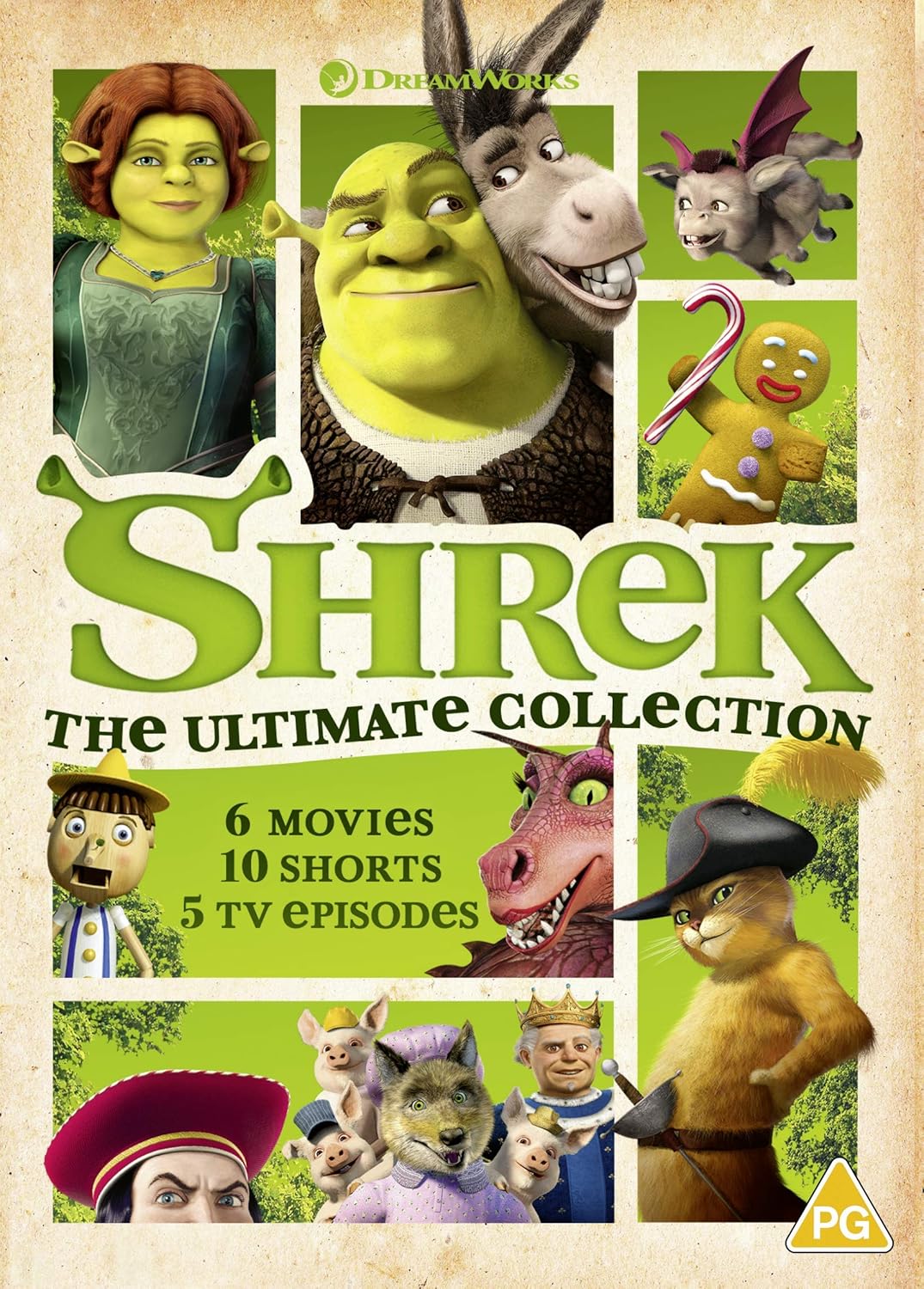 “Shrek: The Ultimate Collection” DVD cover featuring Shrek, Donkey, and Fiona.