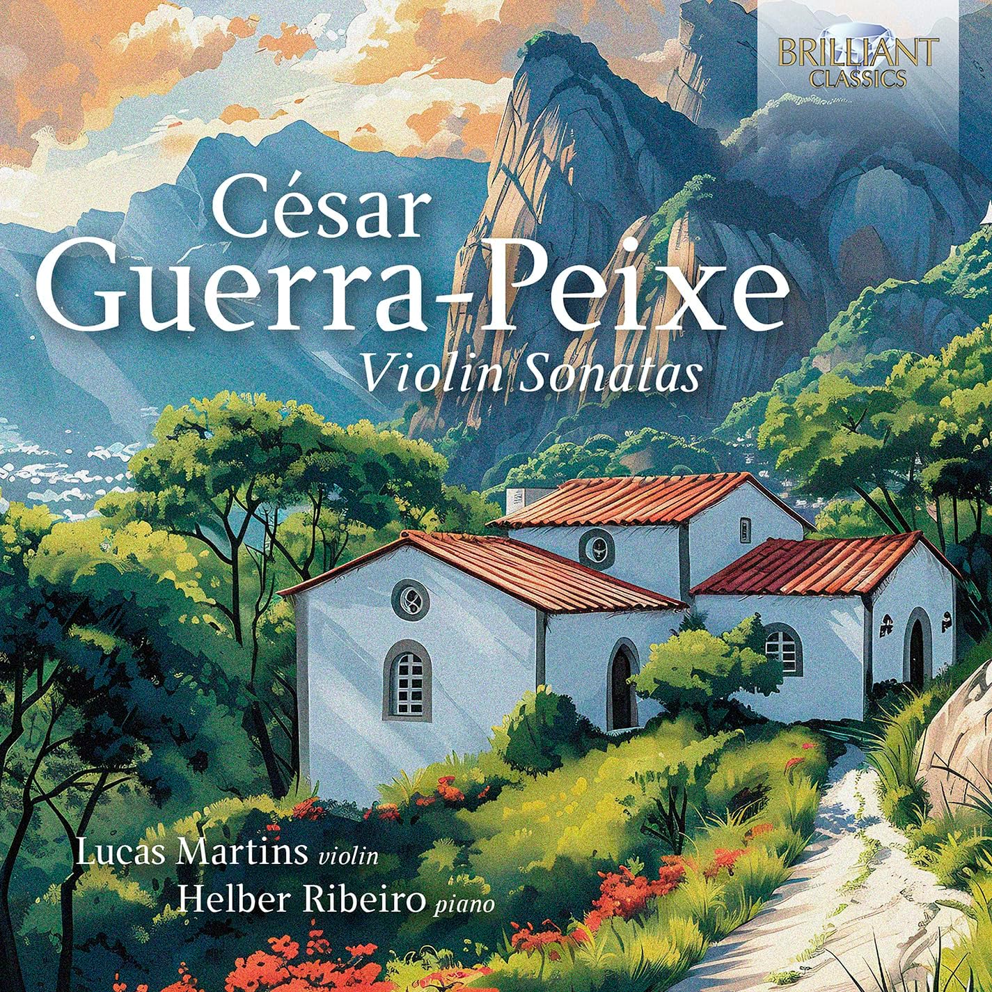 CD case displaying “Guerra-peixe Violin Sonatas” with musicians Lucas Martins and Helber Fernandes.