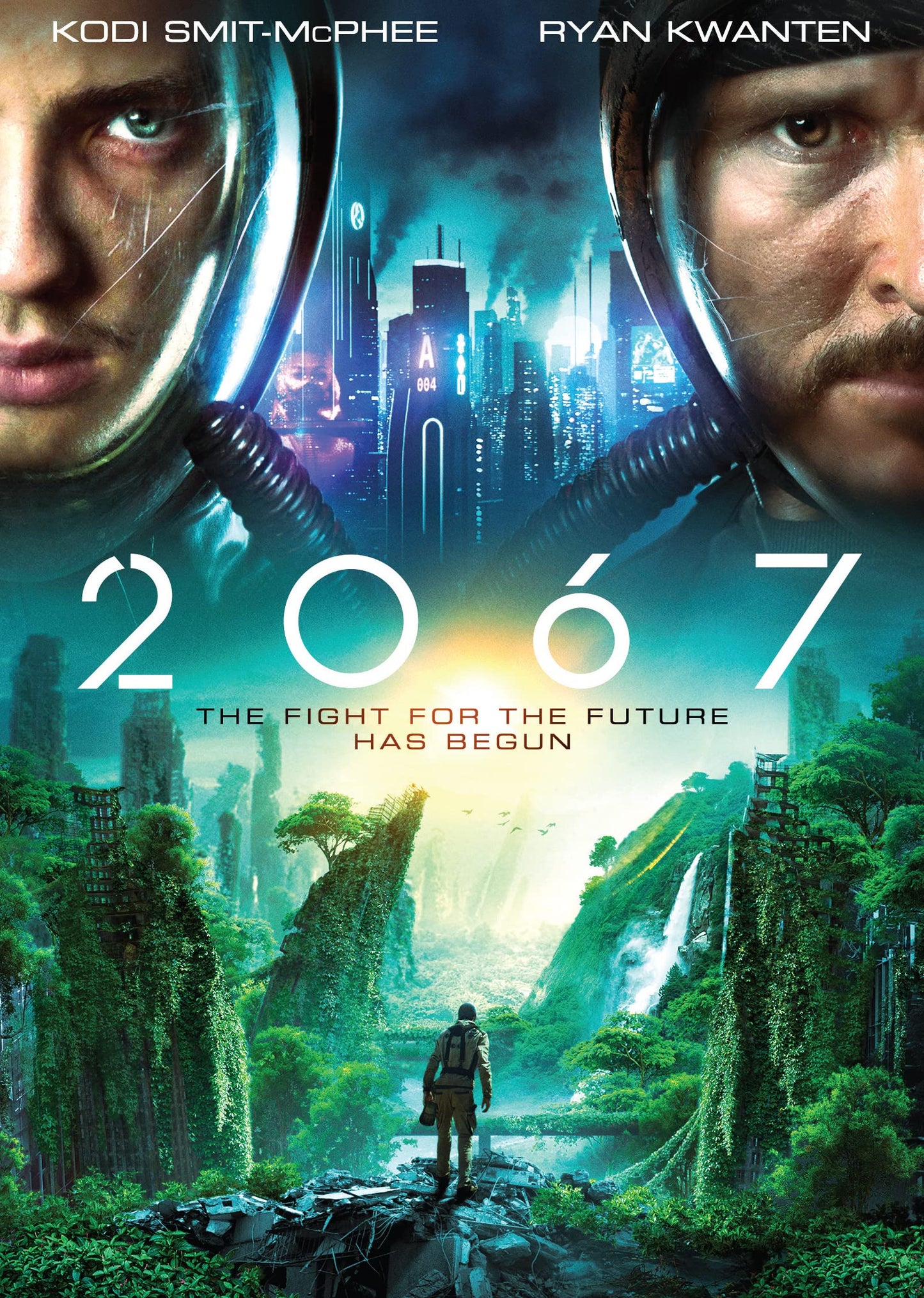 2067 DVD cover featuring futuristic cityscape and overgrown nature.