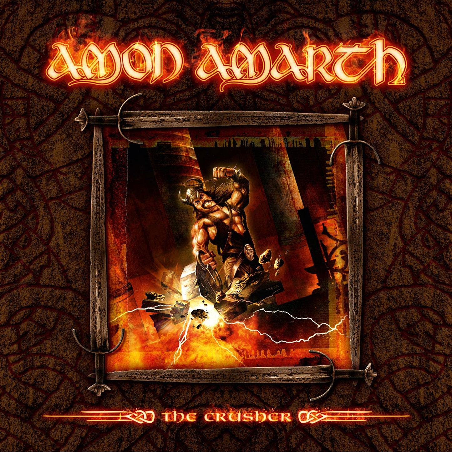Amon Amarth "Crusher" CD cover: muscular warrior smashing a stone.