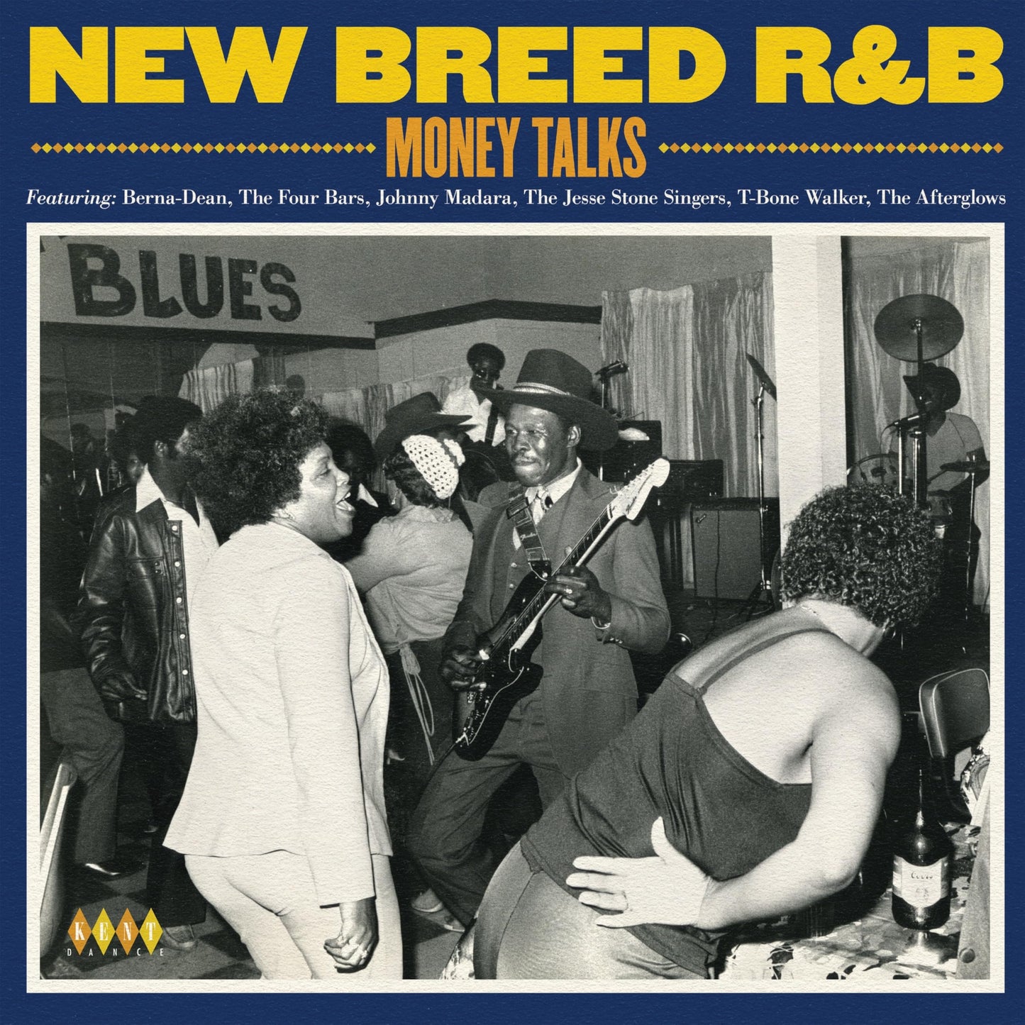 Vintage vinyl record cover featuring a crowd and musicians performing blues.