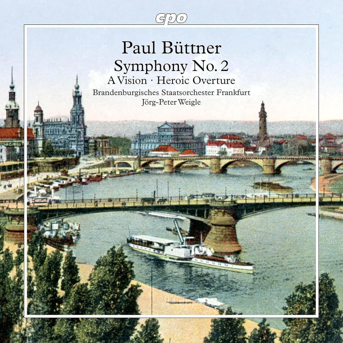 CD cover for Buttner's Symphony No. 2, featuring a Dresden cityscape.