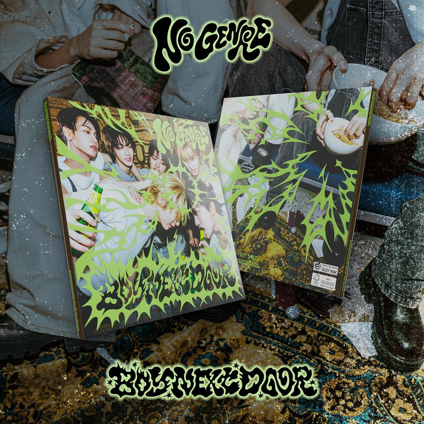 CD packaging for Boynextdoor’s “no Genre” EP, featuring group portrait.