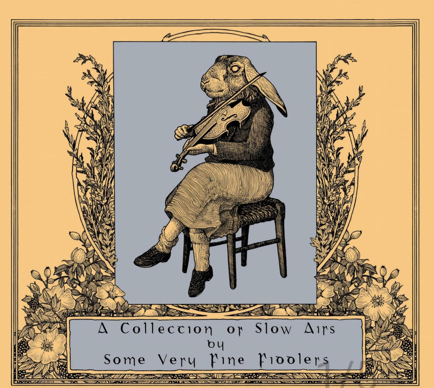 CD cover: rabbit playing violin amidst floral ornamentation.
