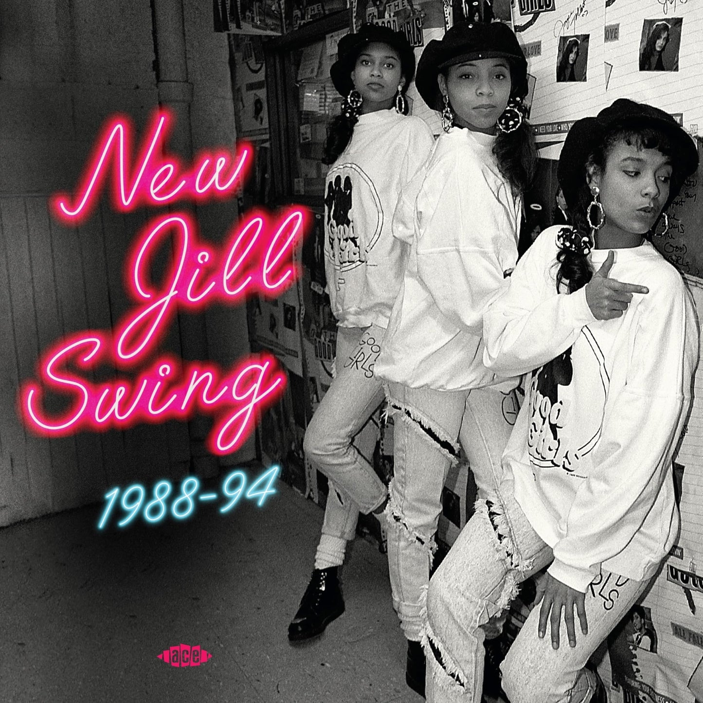 Black and white album cover for “New Jill Swing 1988-94” featuring three women.