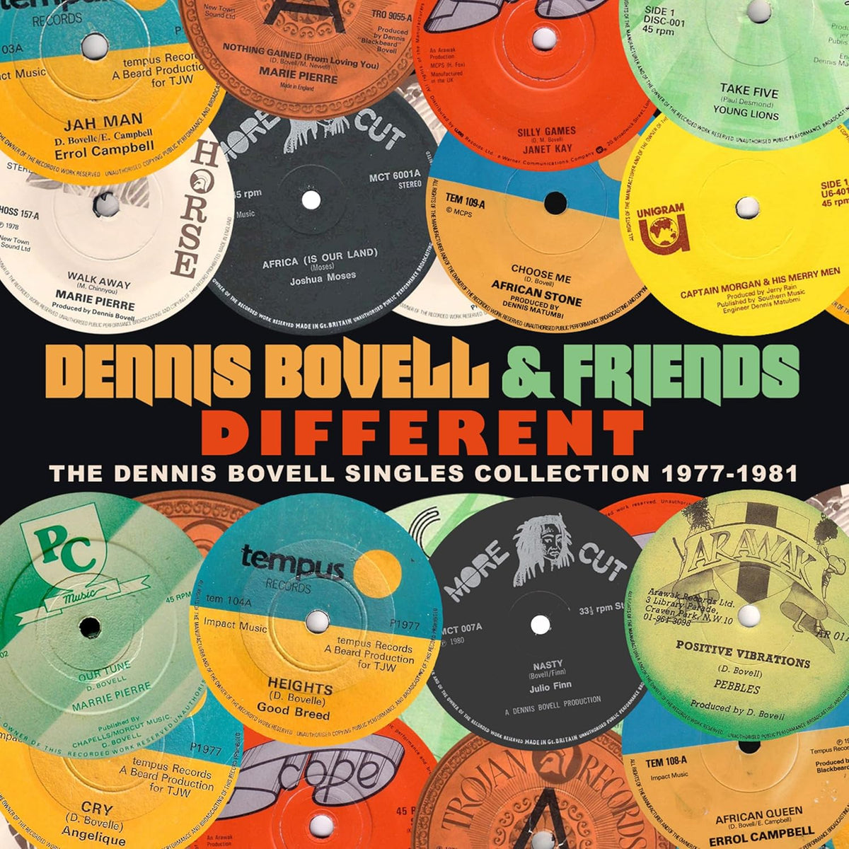 CD cover for “Dennis Bovell & Friends - Different: The Singles Collection 1977-1981.”