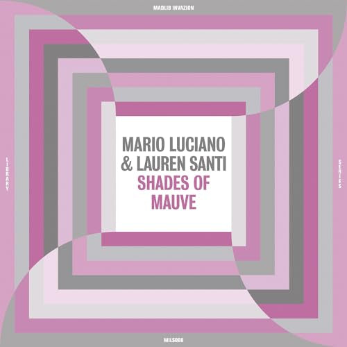 Vinyl album cover with abstract pink and gray geometric design.
