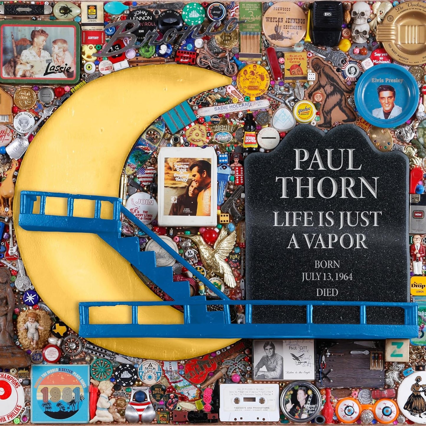 CD cover for Paul Thorn’s “Life Is Just A Vapor” amidst collage.
