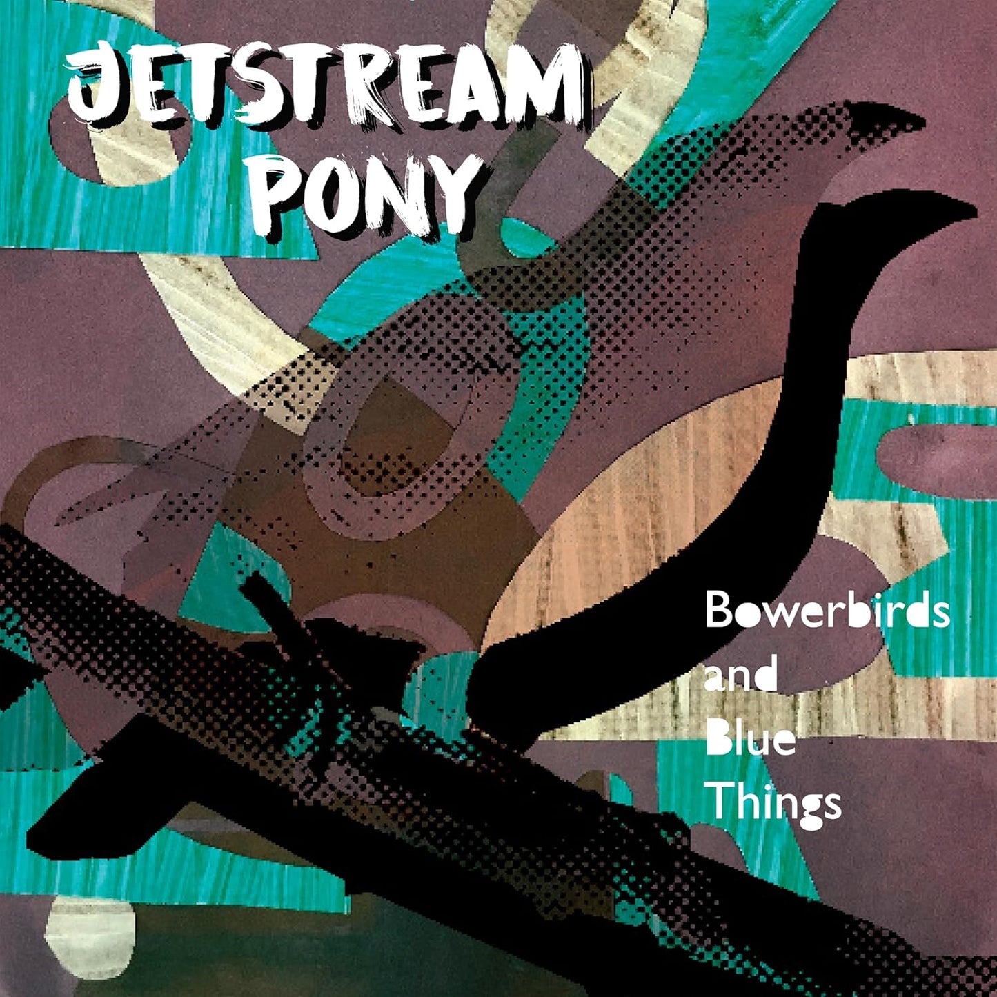 Album cover for Jetstream Pony’s “Bowerbirds And Blue Things” with a silhouetted pony.