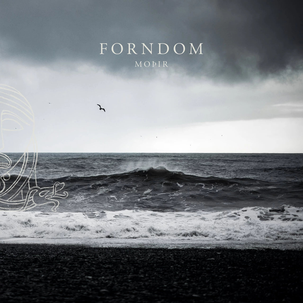 Album cover for Forndom’s “Mopir” featuring a stormy seascape.