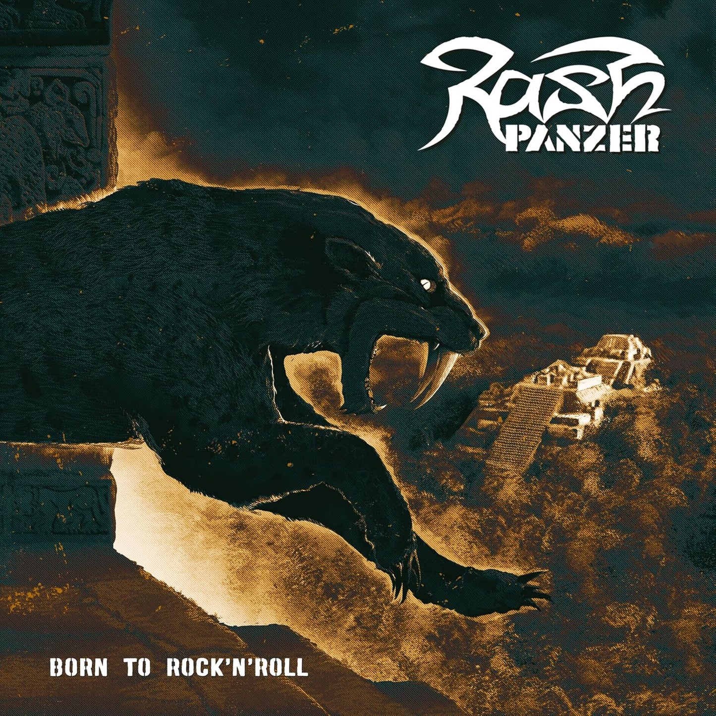 CD cover: a black panther facing forward, with text "Rash Panzer" and "Born To Rock.