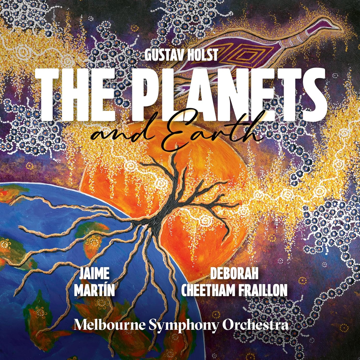 CD cover art featuring an Aboriginal-style painting of Earth, a sun, and text.