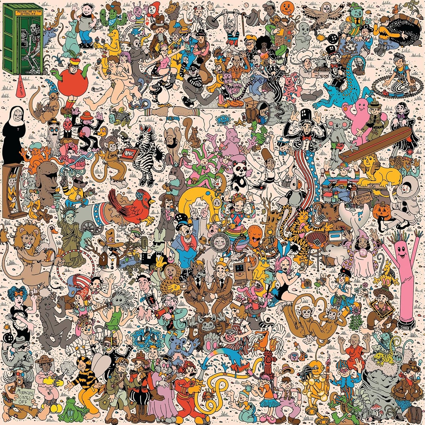 Album cover for Goose’s “Everything Must Go” featuring a densely populated, colorful illustration.
