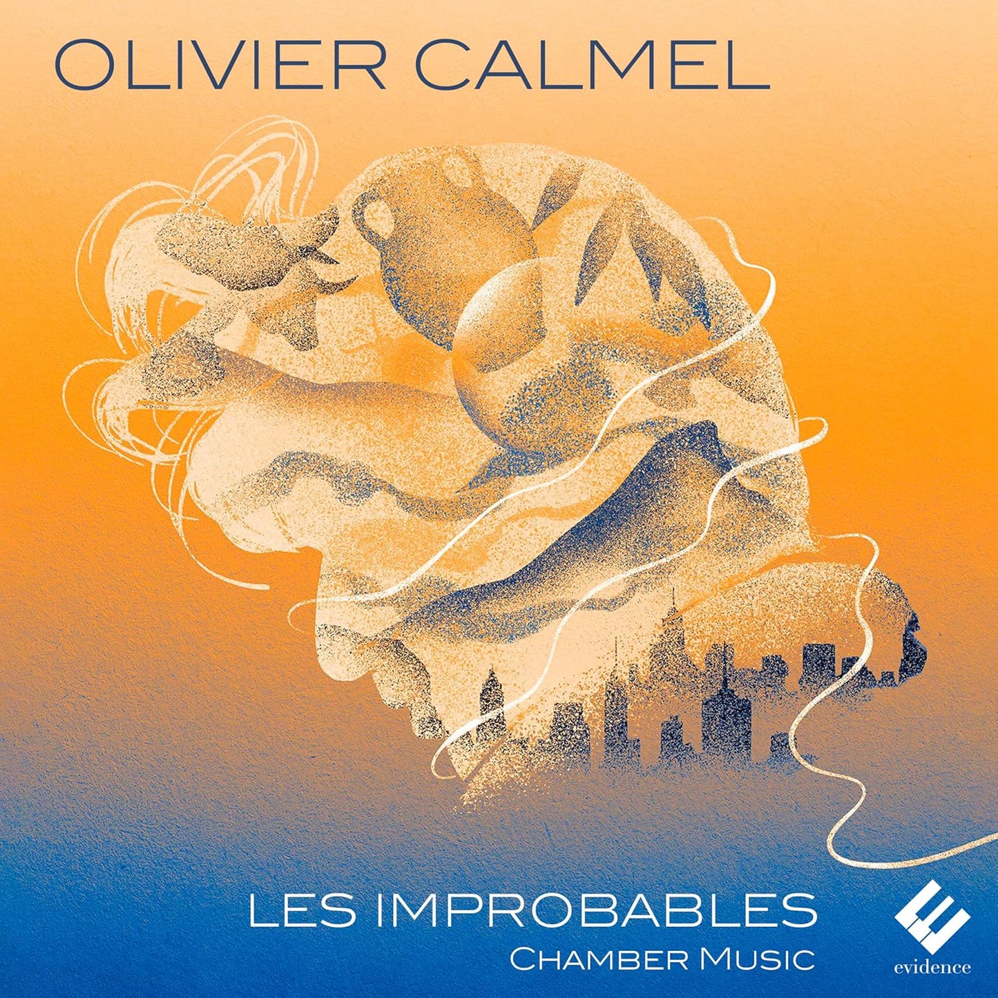 CD cover: abstract figures in blue and orange, titled "Les Improbables.