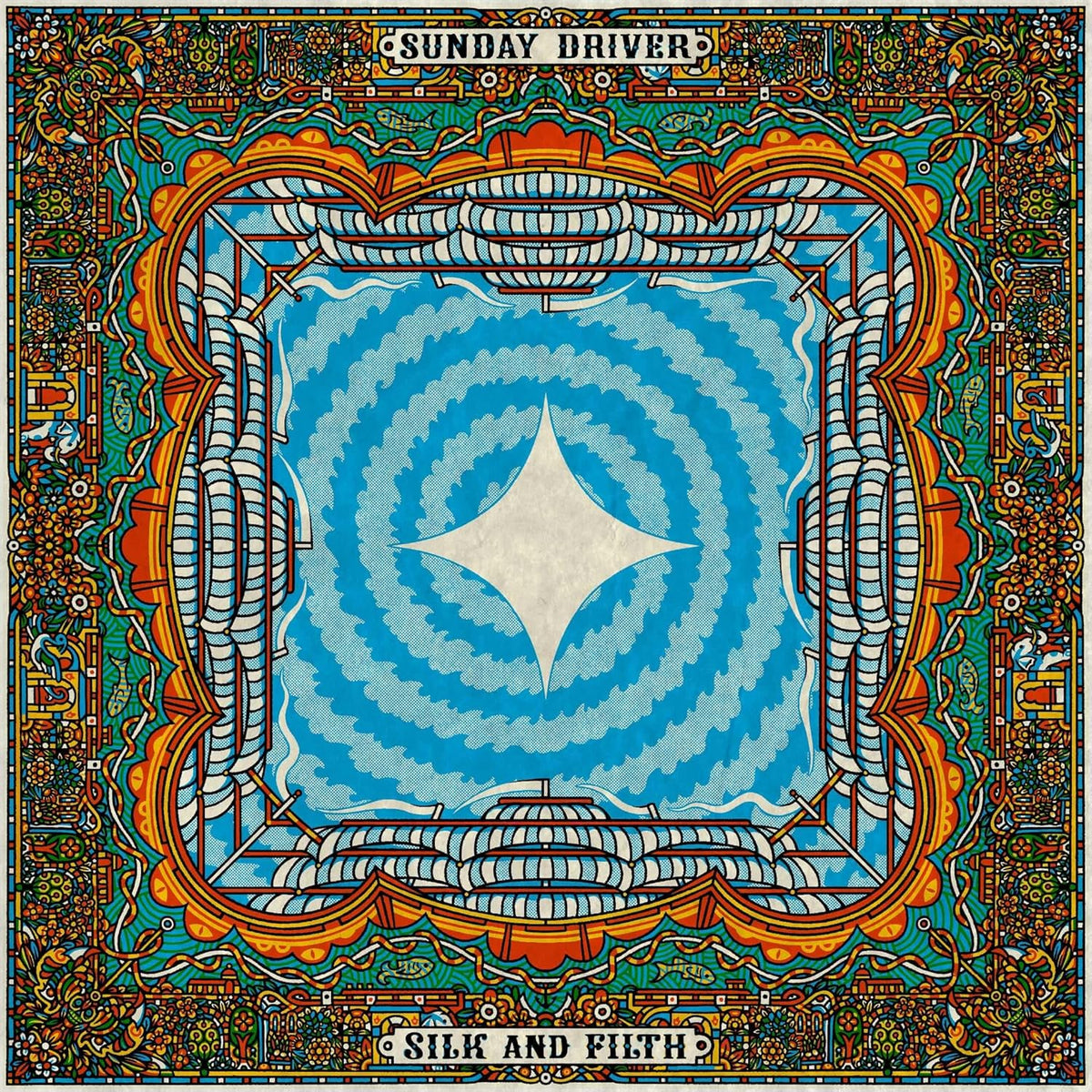 CD cover art: ornate blue and orange swirling design within a frame.