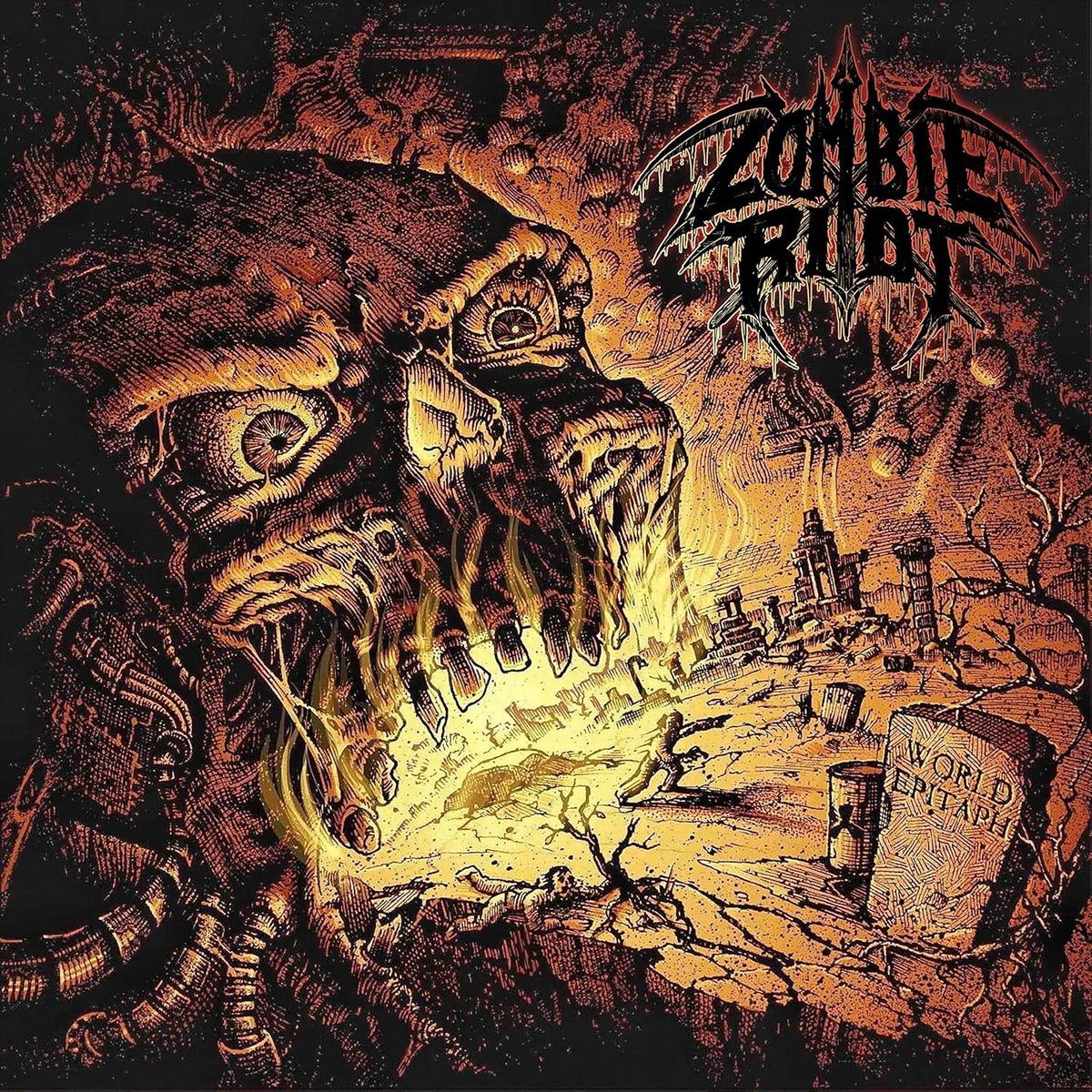 CD cover for “Zombie Riot - World Epitaph” featuring zombie and cityscape art.