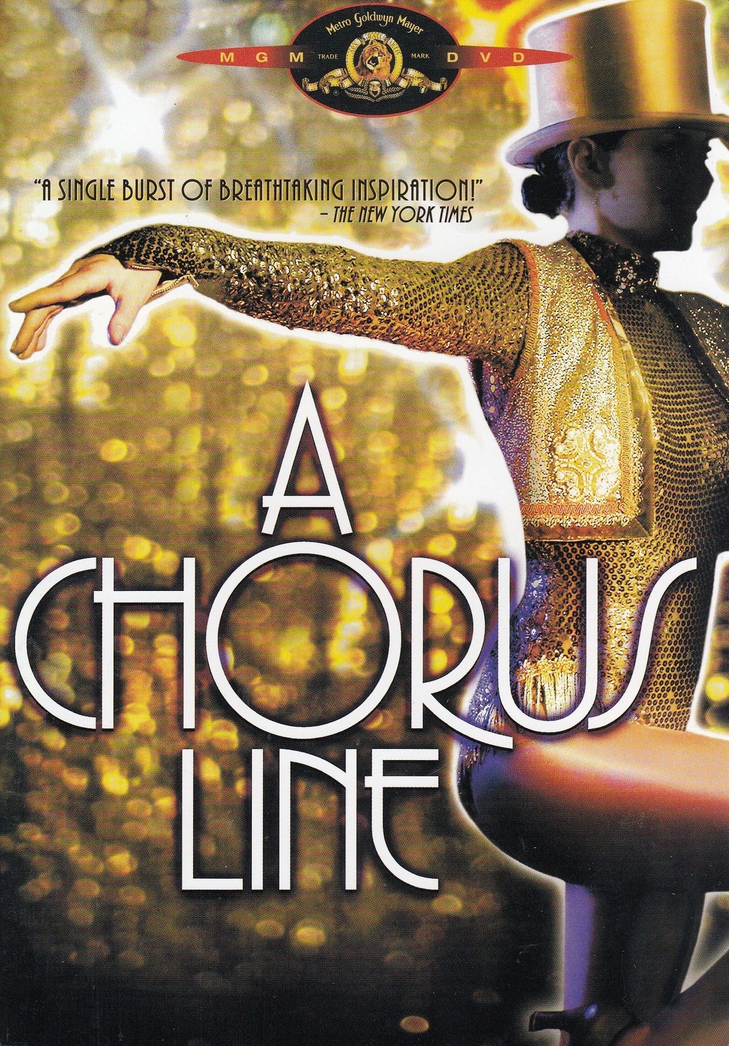 A Chorus Line" DVD cover featuring a dancer in gold costume.