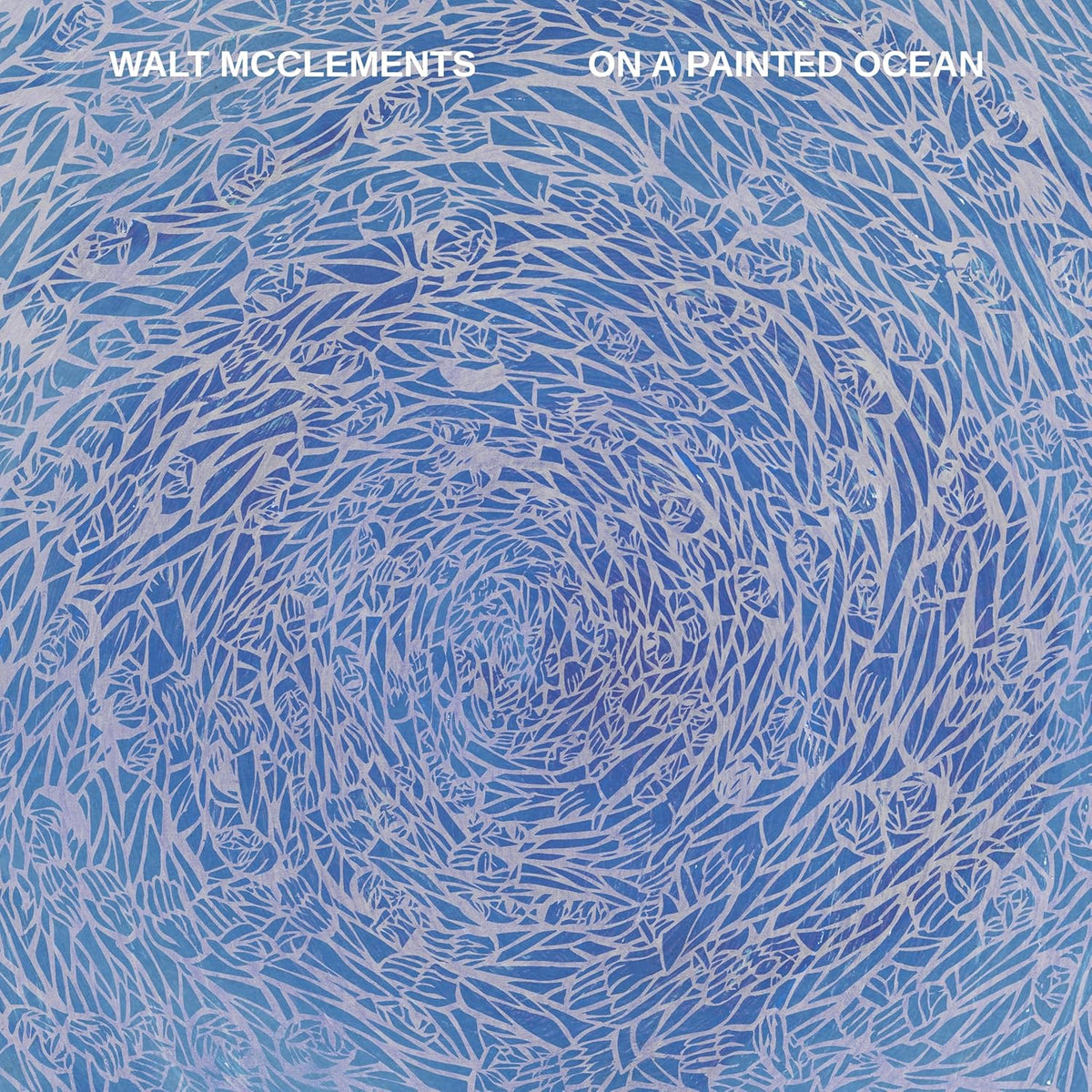 Album cover for Walt McClements’ “On A Painted Ocean” with blue wave art.