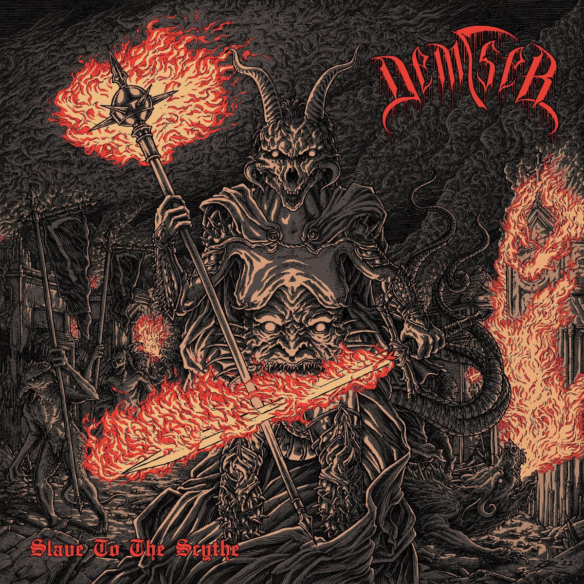 Detailed album cover depicting a skeletal figure with a scythe and flames.