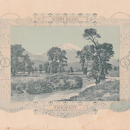 Kishi Bashi “Emigrant” EP cover: vintage landscape with mountain and trees.