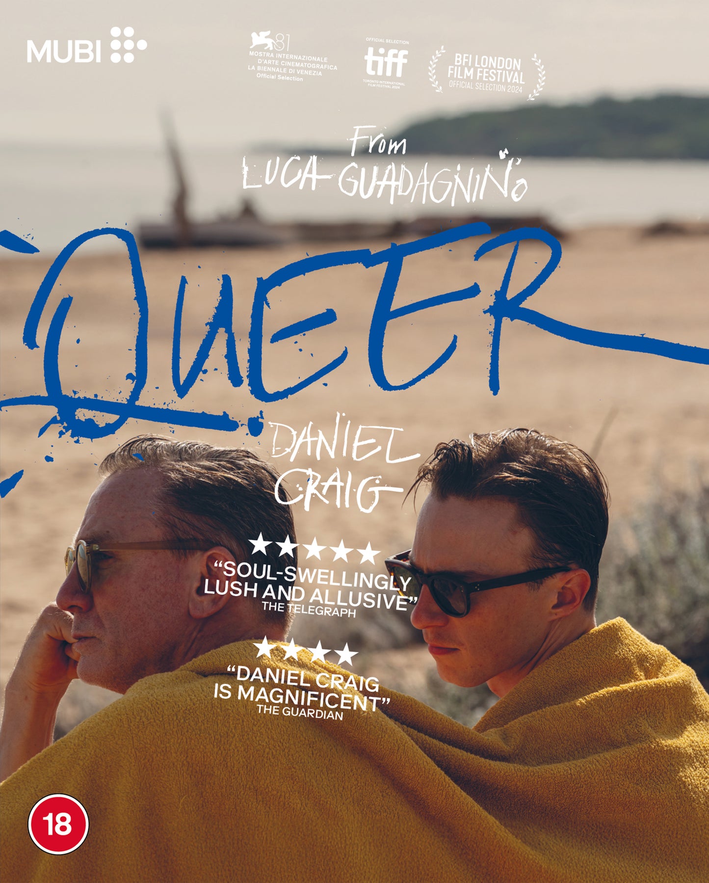 A hand rests on a person's back, overlaid with the title Queer and TBC.