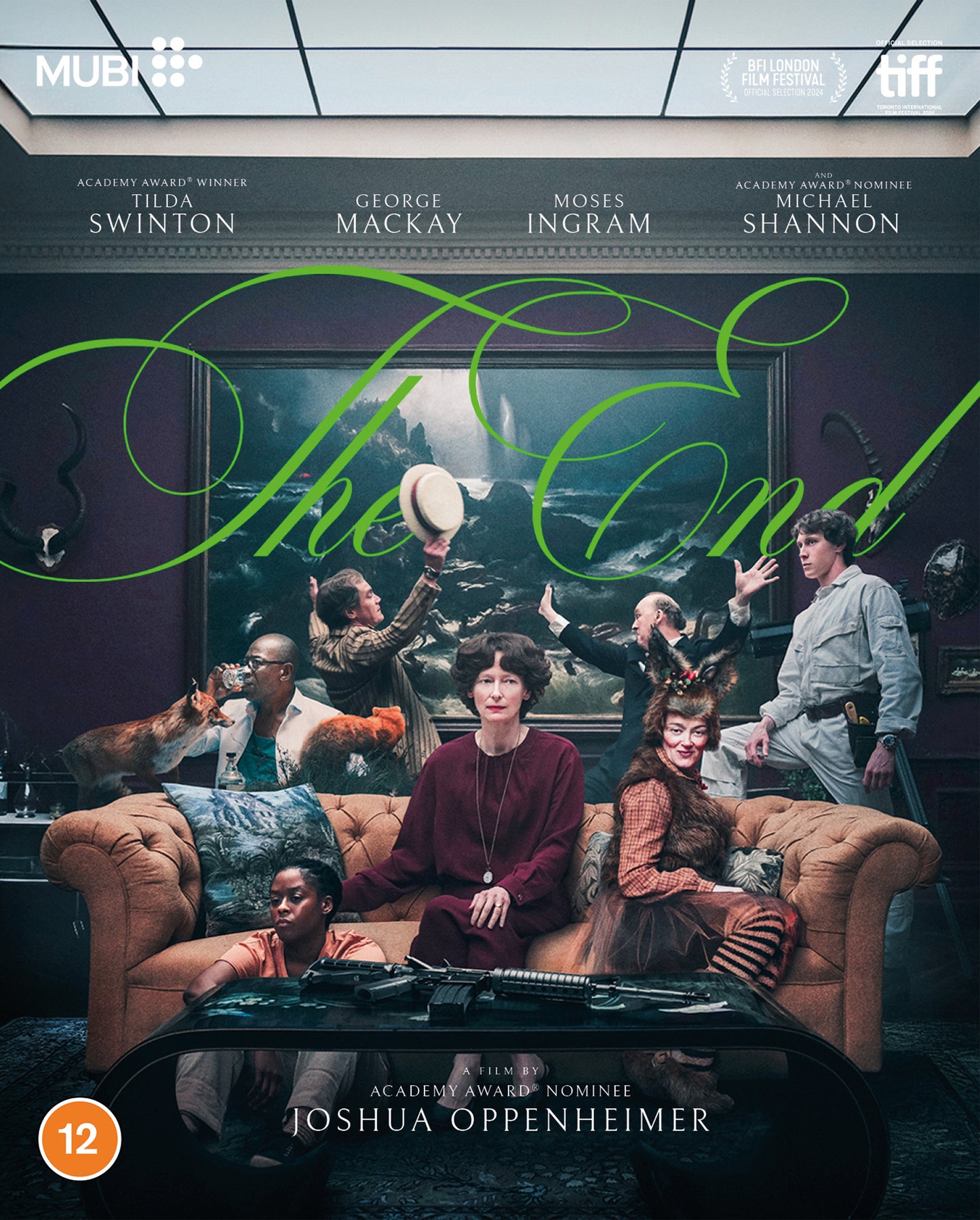 Blu-ray cover for “The End” featuring a group portrait in a living room.