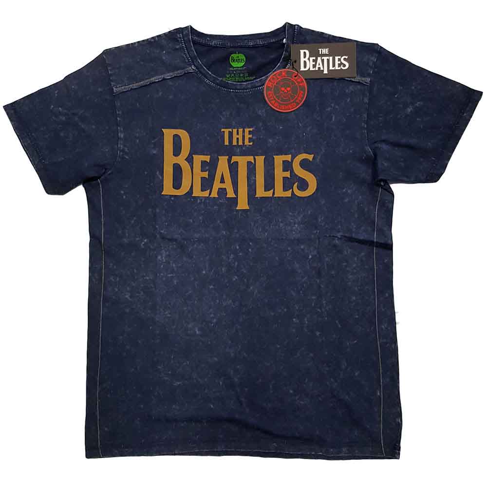 The Beatles Unisex T-Shirt: Drop T Logo Snow Wash
