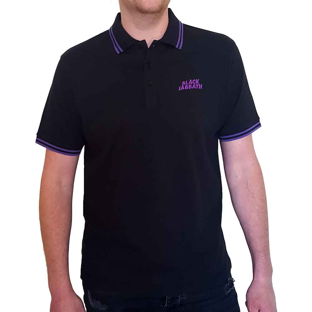 Rock Off Black Sabbath Wavy Logo Black Unisex Polo Shirt (Large)
