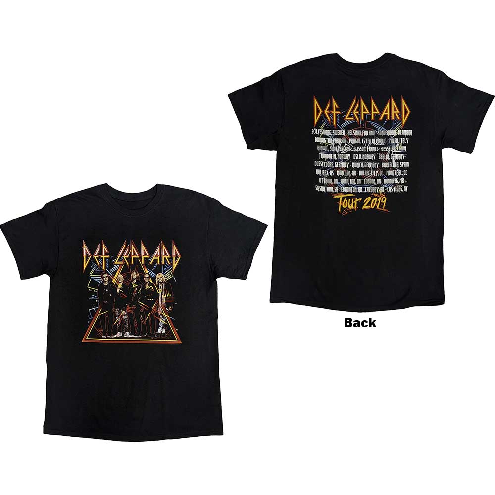 Def Leppard Unisex T-Shirt: Band Photo Tour 2019 (Back Print & Ex-Tour) (Small)