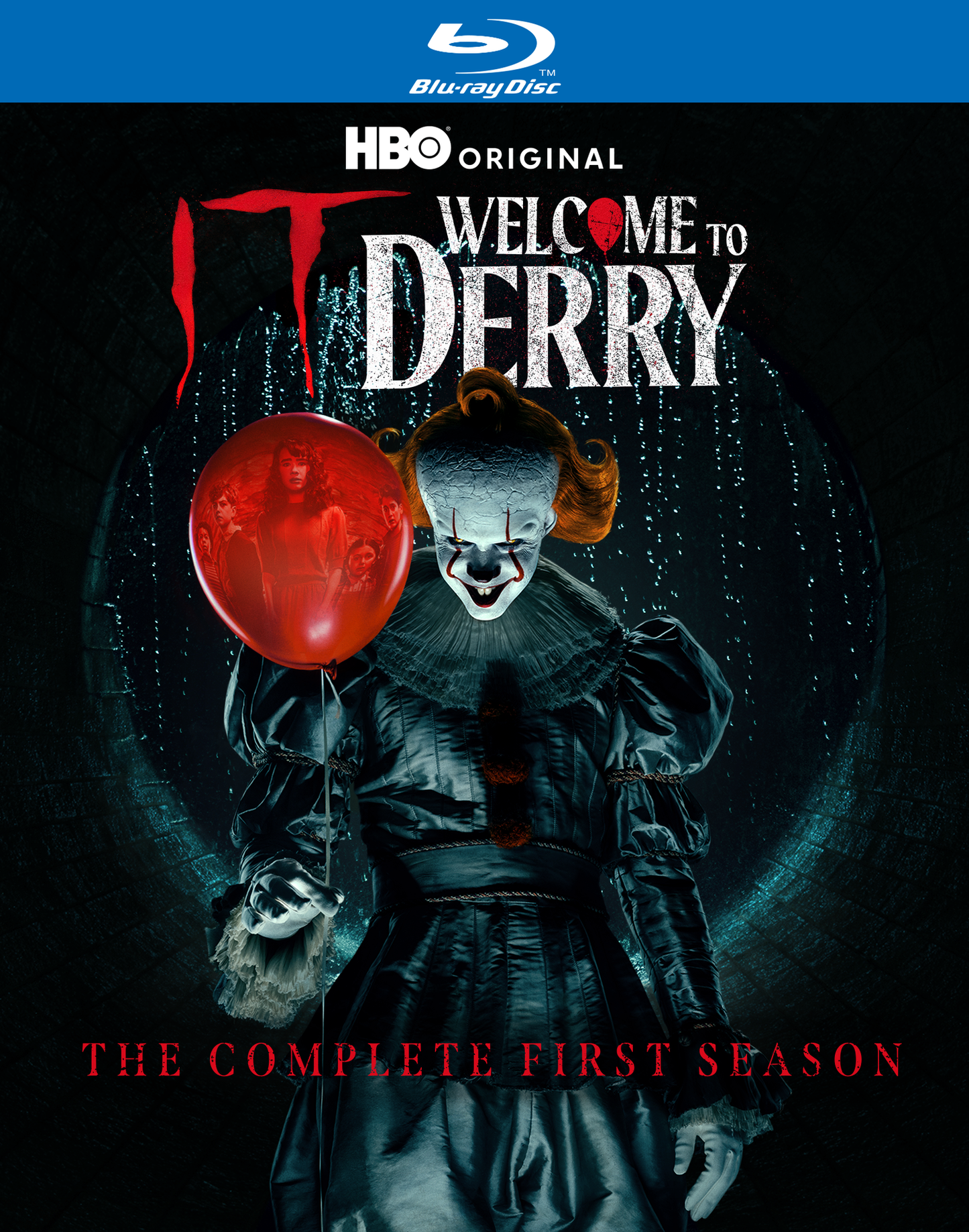 IT: Welcome to Derry Blu-ray cover featuring Pennywise with a red balloon.