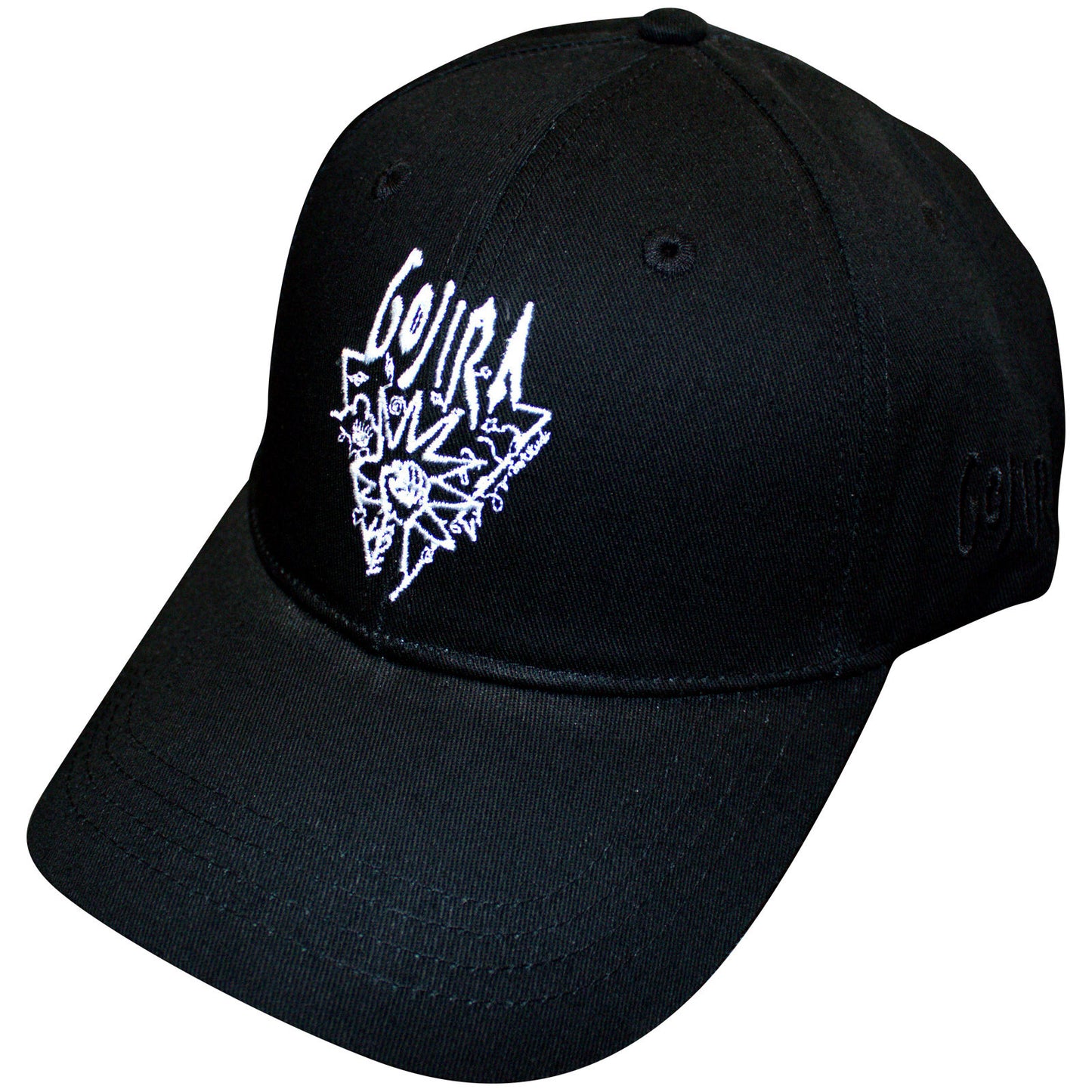 Black baseball cap with a side print featuring the Gojira Power Glove logo.