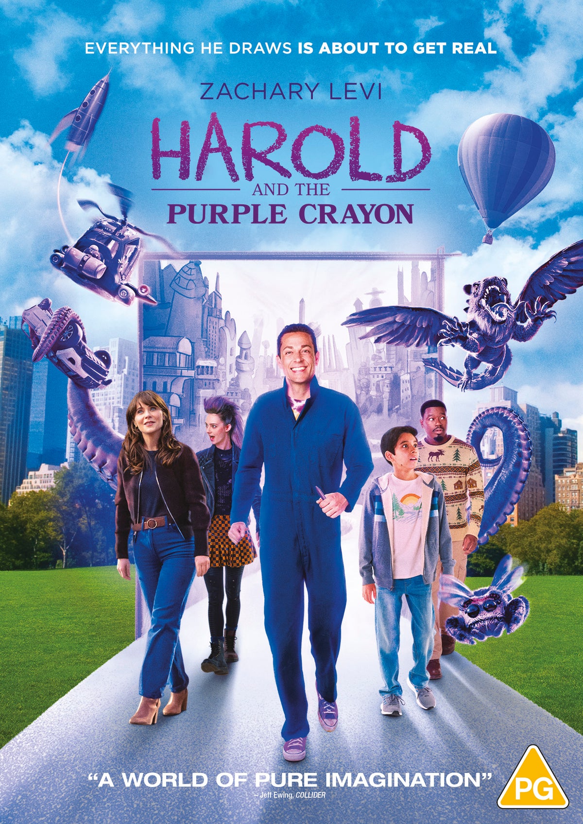 DVD case featuring Harold, a boy with a purple crayon, drawing a moon.