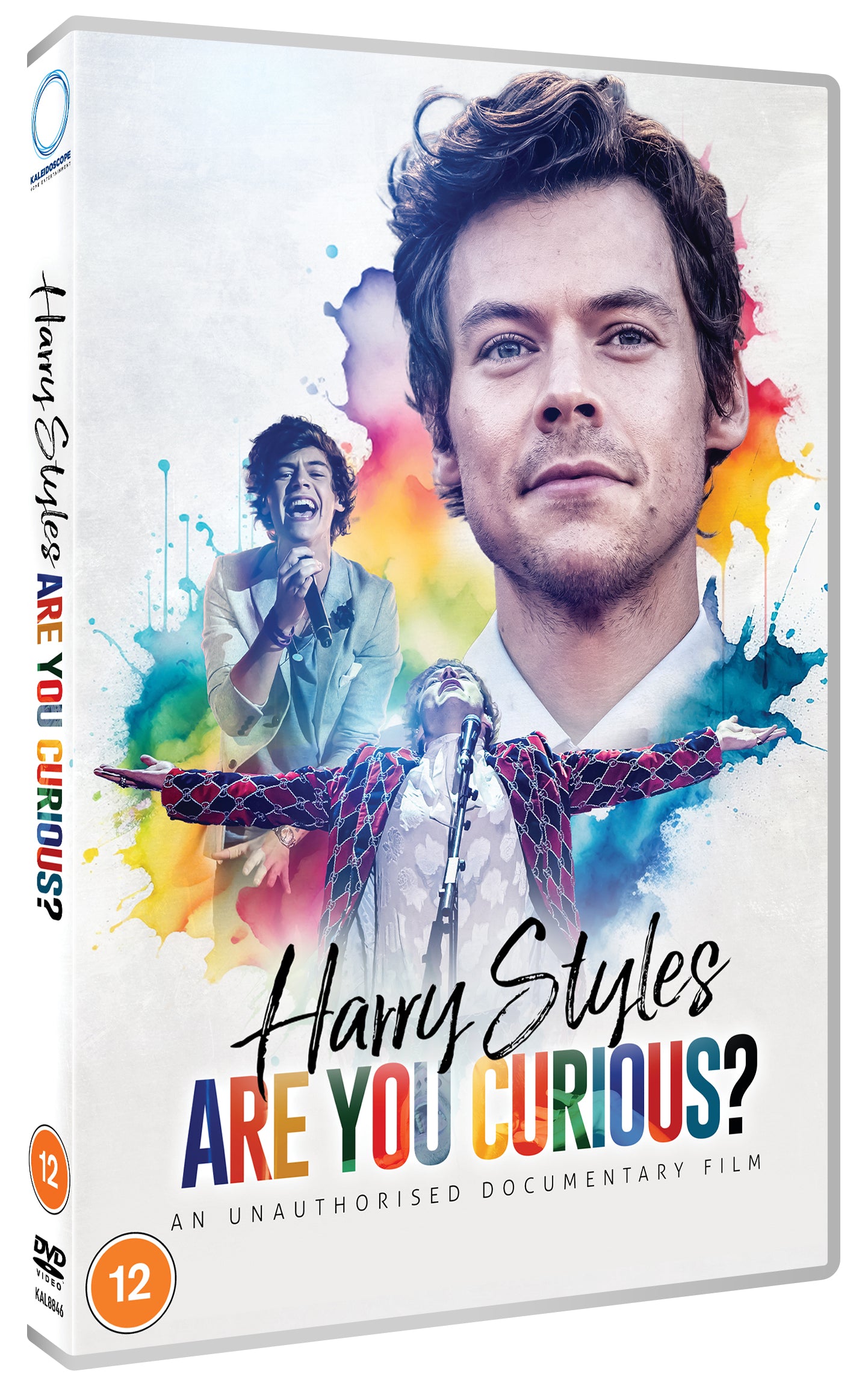 DVD cover for "Harry Styles: Are You Curious?" with colorful paint splashes.
