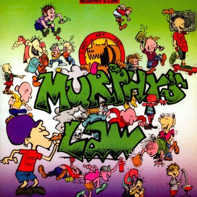 Album cover for Murphy's Law, cartoon punks and graffiti style text.