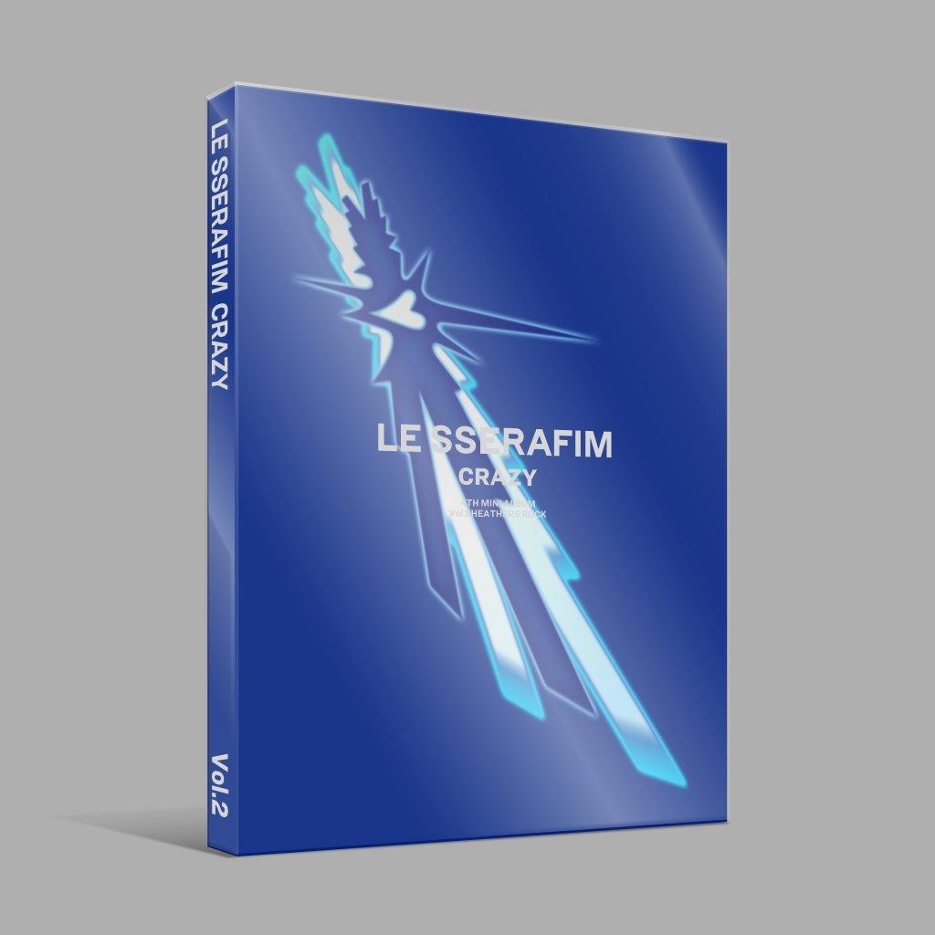 Gray LE SSERAFIM ‘CRAZY’ Vol. 2 CD case with a question mark.