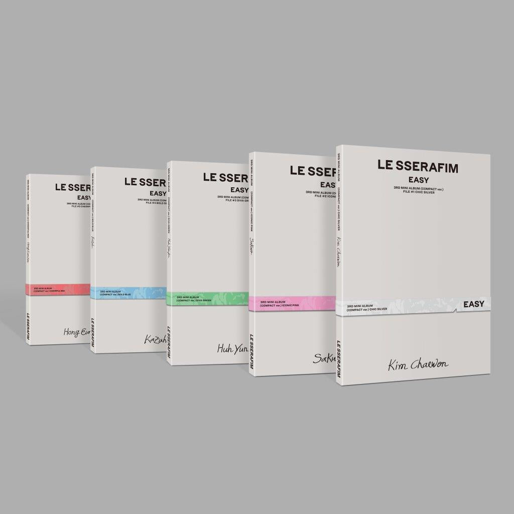 LE SSERAFIM "EASY" CD cover with five question mark images.
