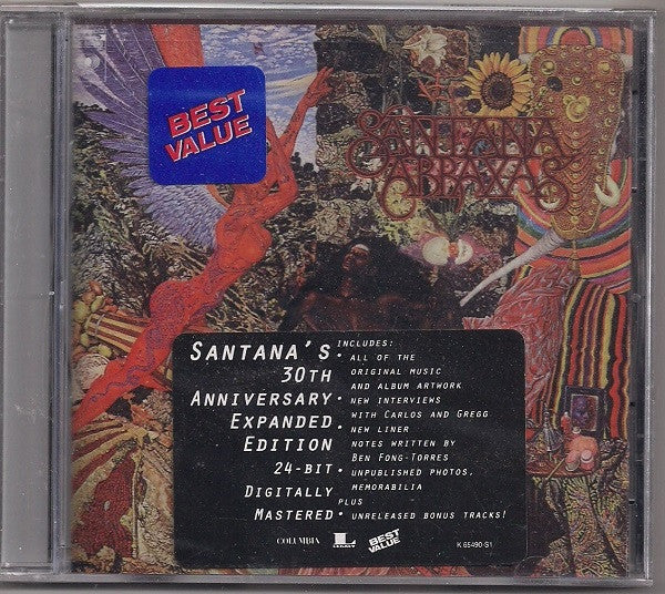 CD case for Santana’s “Abraxas” with colorful, surreal artwork and text.