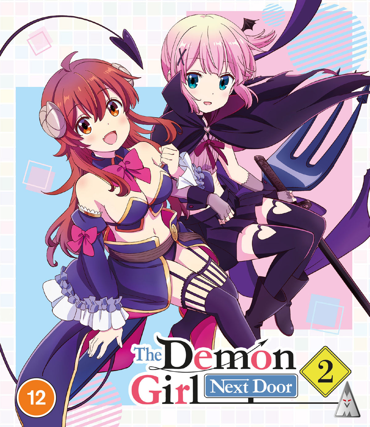 Anime cover featuring two young women, one with pink hair and dark wings.