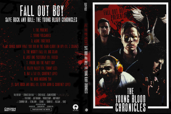 DVD cover for “Fall Out Boy: Save Rock and Roll – The Young Blood Chronicles.”