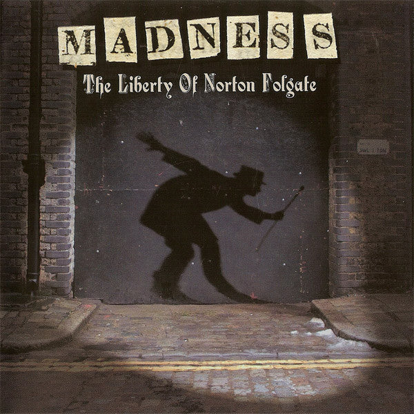 CD cover: silhouette of a man jumping in front of a brick wall.