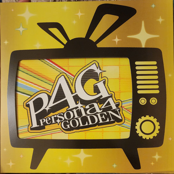 Persona 4 Golden vinyl record cover featuring a stylized television design.