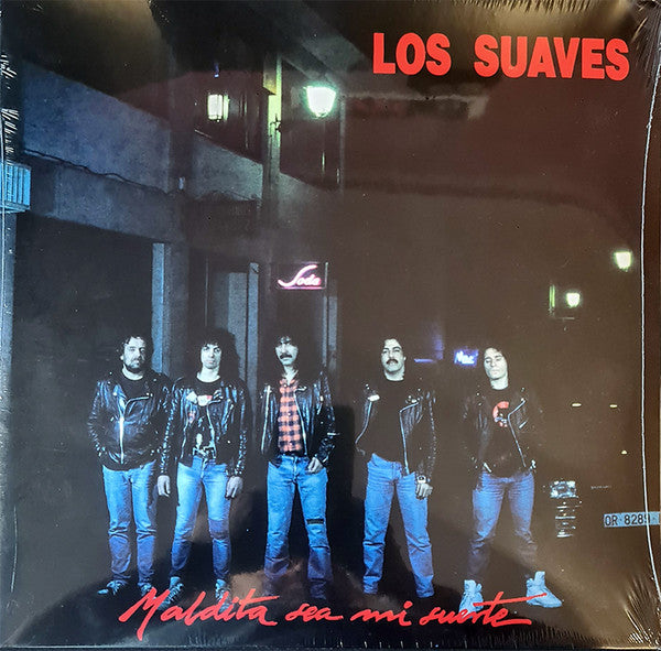 Vinyl record cover for Los Suaves’ “Maldita Sea Mi Suerte” featuring band photo.