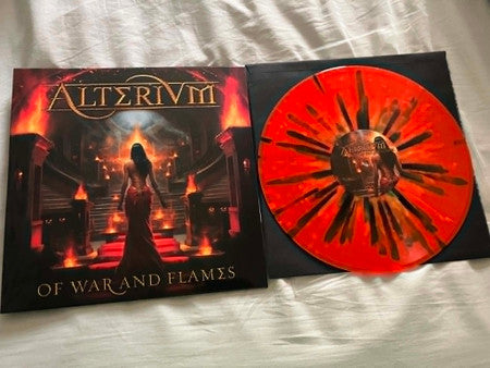 Vinyl record and cover art for Alterium’s “Of War And Flames” reissue.