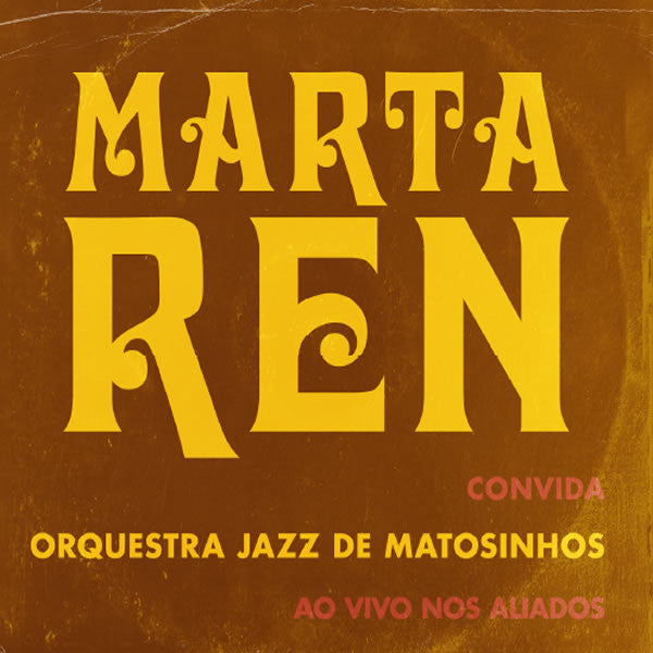 CD cover for Marta Ren's "Live At Aliados, Porto" with gold lettering.