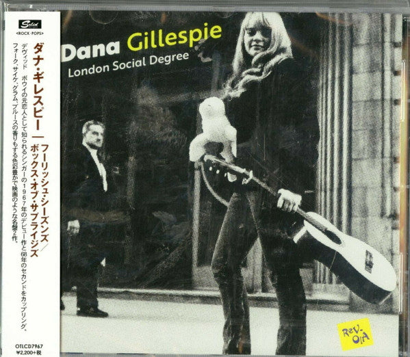 CD case for Dana Gillespie’s “London Social Degree” album, woman with guitar.