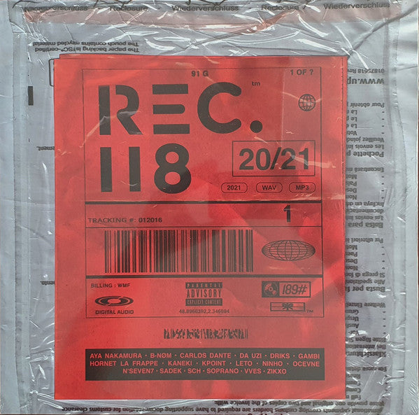 Red vinyl record sleeve with white "REC 118 - 20/21" text and barcode.